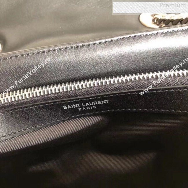 Saint Laurent Loulou Medium Shoulder Bag in "Y" Calfskin 464676 Black/Silver (B-9080522)