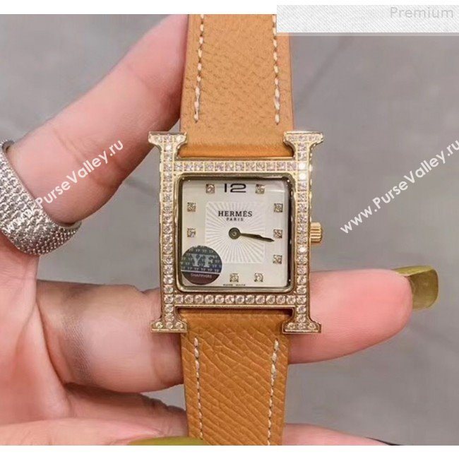 Hermes Heure H Double Jeu Quartz Movement Crystal Watch 26mm Brown/Gold 2019 (KN-9080687)