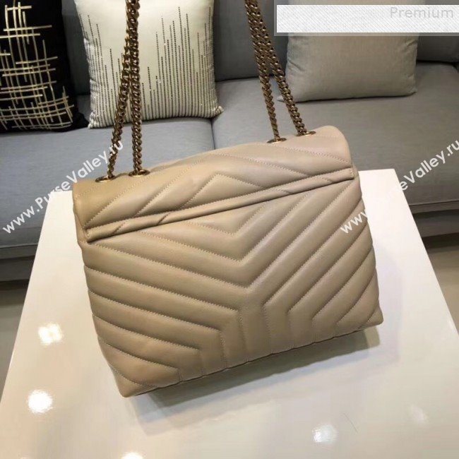 Saint Laurent Loulou Large Shoulder Bag in "Y" Calfskin 459749 Beige (B-9080526)