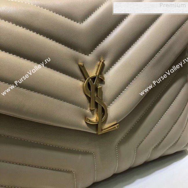 Saint Laurent Loulou Large Shoulder Bag in "Y" Calfskin 459749 Beige (B-9080526)