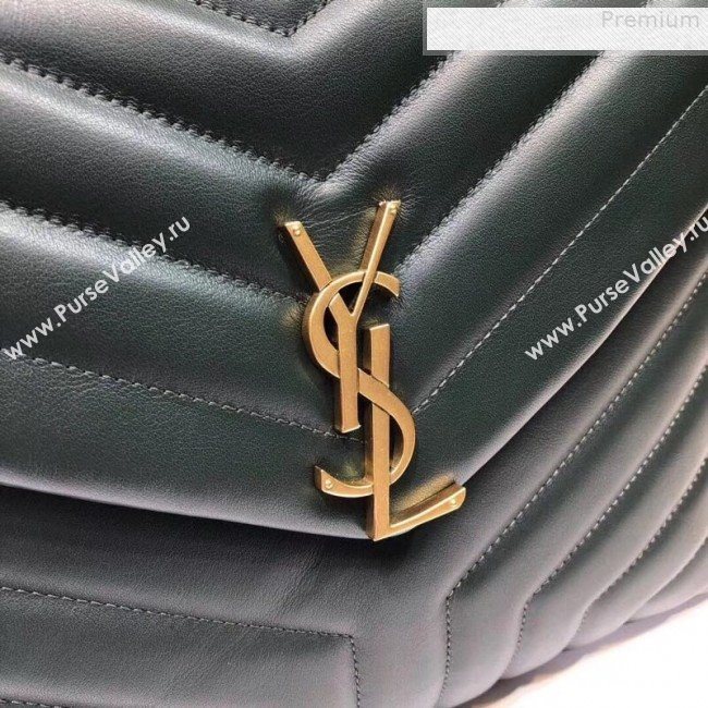 Saint Laurent Loulou Large Shoulder Bag in "Y" Calfskin 459749 Dark Green (B-9080527)