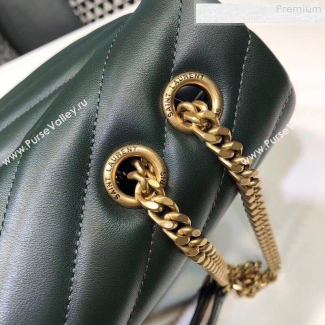 Saint Laurent Loulou Large Shoulder Bag in "Y" Calfskin 459749 Dark Green (B-9080527)