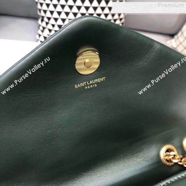 Saint Laurent Loulou Large Shoulder Bag in "Y" Calfskin 459749 Dark Green (B-9080527)