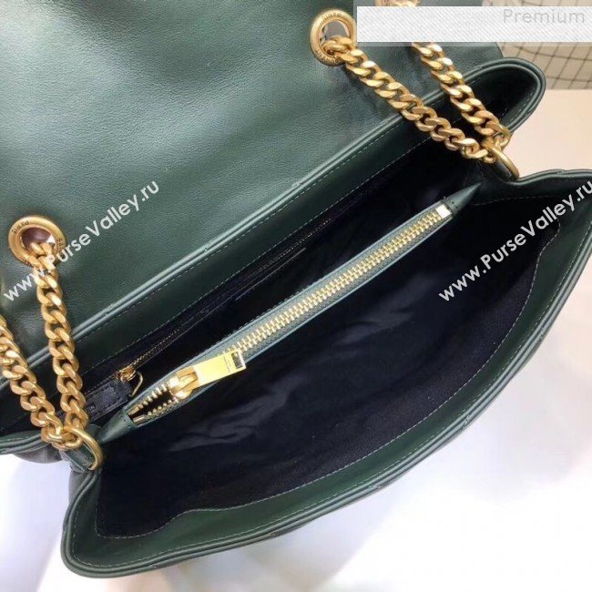 Saint Laurent Loulou Large Shoulder Bag in "Y" Calfskin 459749 Dark Green (B-9080527)