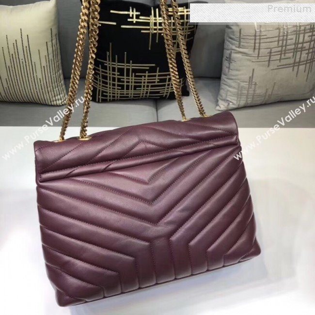 Saint Laurent Loulou Large Shoulder Bag in "Y" Calfskin 459749 Burgundy (B-9080528)