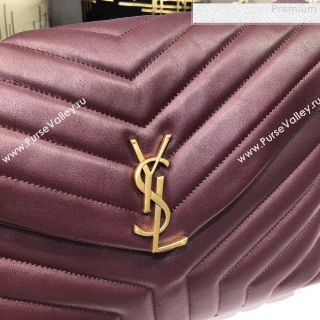 Saint Laurent Loulou Large Shoulder Bag in "Y" Calfskin 459749 Burgundy (B-9080528)