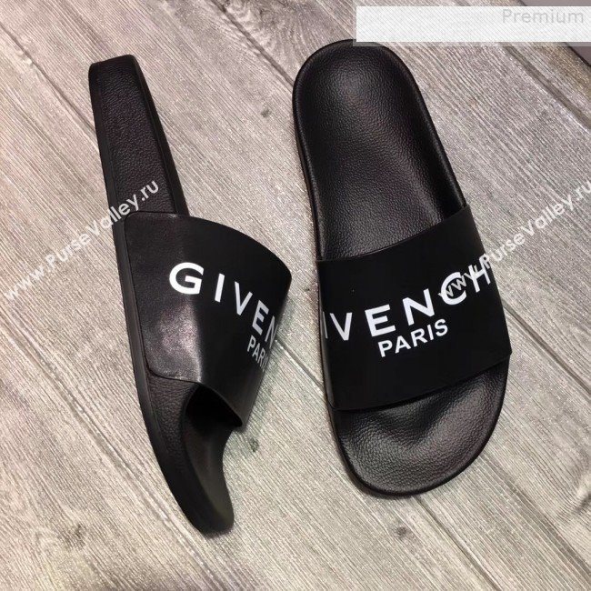 Givenchy Logo Flat Slide Sandals Black 01 2018 (For Women and Men) (JQB-9080637)