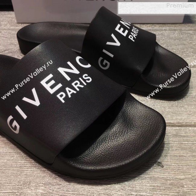 Givenchy Logo Flat Slide Sandals Black 01 2018 (For Women and Men) (JQB-9080637)