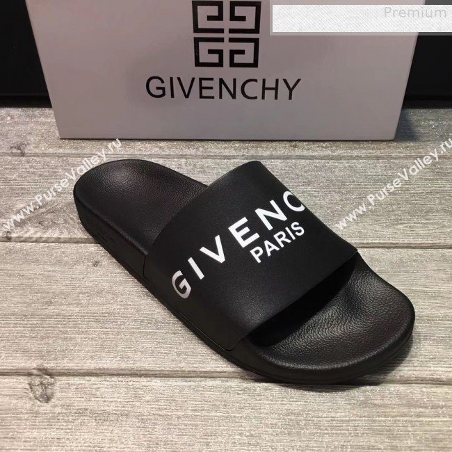 Givenchy Logo Flat Slide Sandals Black 01 2018 (For Women and Men) (JQB-9080637)