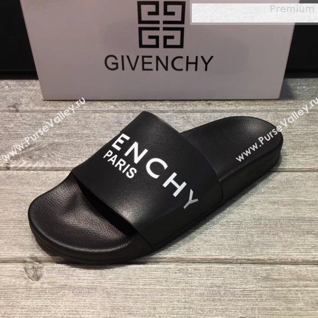 Givenchy Logo Flat Slide Sandals Black 01 2018 (For Women and Men) (JQB-9080637)