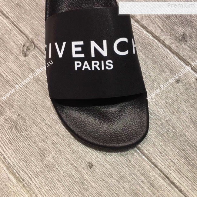 Givenchy Logo Flat Slide Sandals Black 01 2018 (For Women and Men) (JQB-9080637)