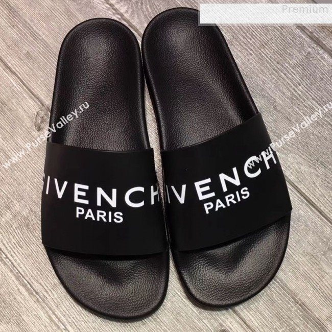 Givenchy Logo Flat Slide Sandals Black 01 2018 (For Women and Men) (JQB-9080637)