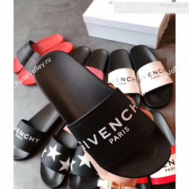 Givenchy Logo Flat Slide Sandals Black 02 2018 (For Women and Men) (KQN-9080638)
