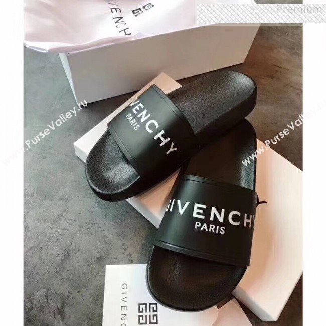 Givenchy Logo Flat Slide Sandals Black 02 2018 (For Women and Men) (KQN-9080638)