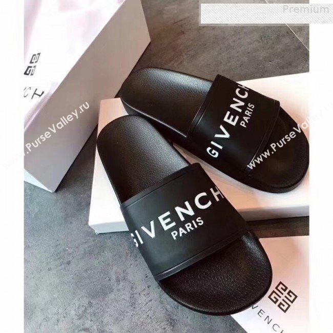 Givenchy Logo Flat Slide Sandals Black 02 2018 (For Women and Men) (KQN-9080638)