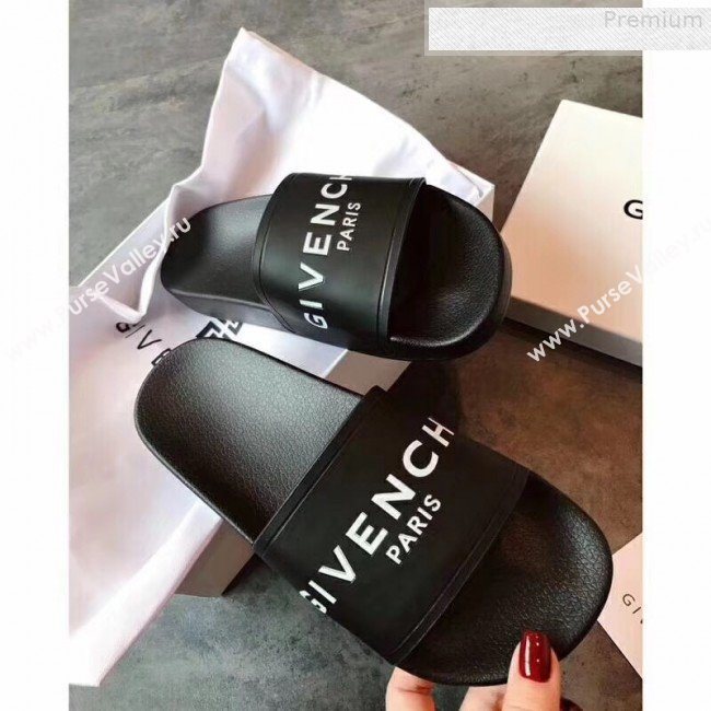 Givenchy Logo Flat Slide Sandals Black 02 2018 (For Women and Men) (KQN-9080638)