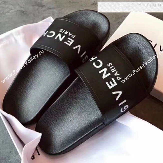 Givenchy Logo Flat Slide Sandals Black 02 2018 (For Women and Men) (KQN-9080638)