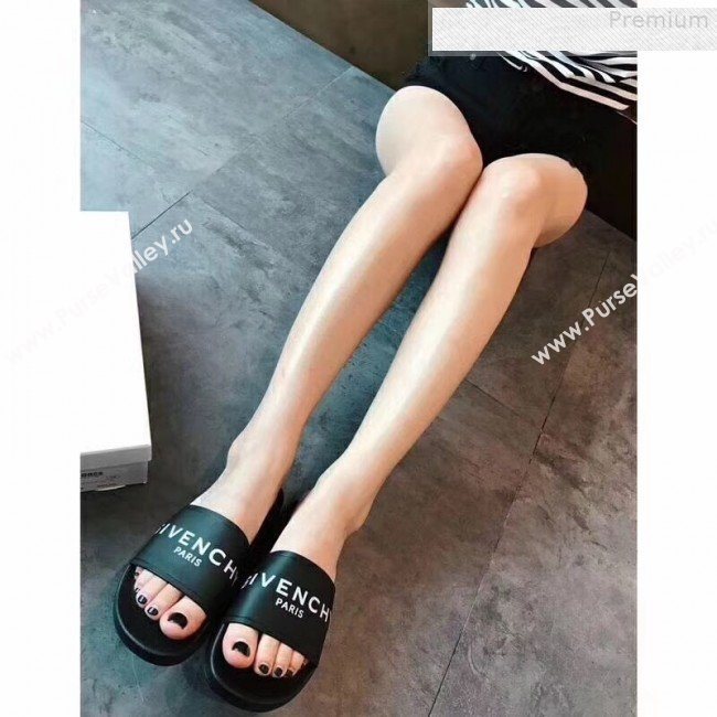 Givenchy Logo Flat Slide Sandals Black 02 2018 (For Women and Men) (KQN-9080638)