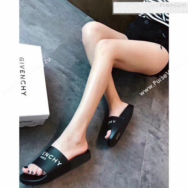 Givenchy Logo Flat Slide Sandals Black 02 2018 (For Women and Men) (KQN-9080638)
