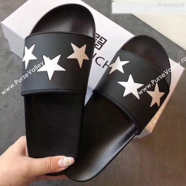 Givenchy Star Flat Slide Sandals Black 2018 (For Women and Men) (KQN-9080641)