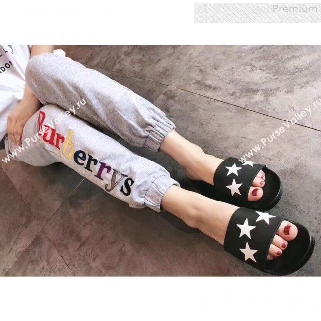 Givenchy Star Flat Slide Sandals Black 2018 (For Women and Men) (KQN-9080641)