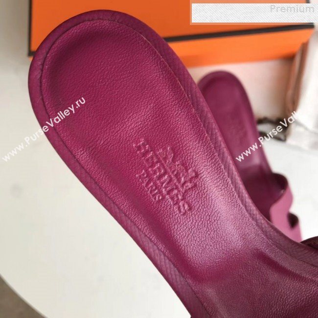 Hermes Epsom Leather Oasis Slipper Sandals With 5cm Heel Violet (MD-9080606)