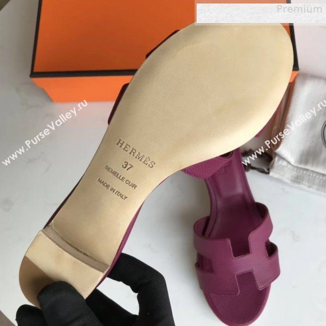 Hermes Epsom Leather Oasis Slipper Sandals With 5cm Heel Violet (MD-9080606)