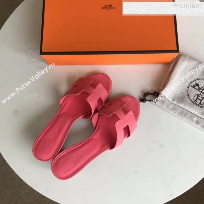 Hermes Epsom Leather Oasis Slipper Sandals With 5cm Heel Rosy (MD-9080610)