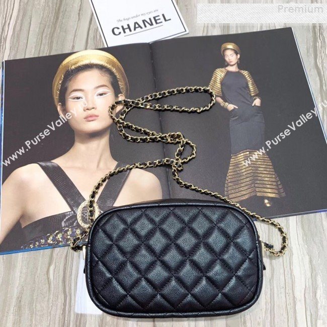 Chanel Iridescent Quilted Grained Calfskin Camera Case Shoulder Bag A91796 Black 2019 (KAIS-9073108)