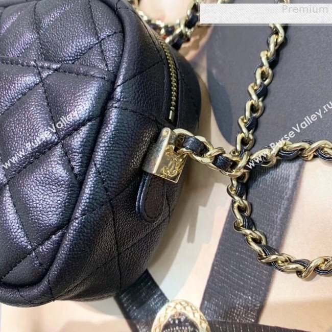 Chanel Iridescent Quilted Grained Calfskin Camera Case Shoulder Bag A91796 Black 2019 (KAIS-9073108)
