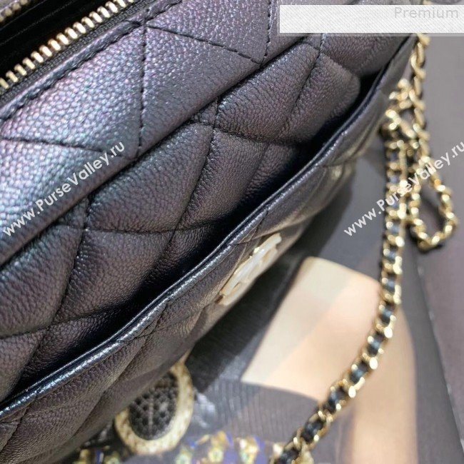 Chanel Iridescent Quilted Grained Calfskin Camera Case Shoulder Bag A91796 Black 2019 (KAIS-9073108)