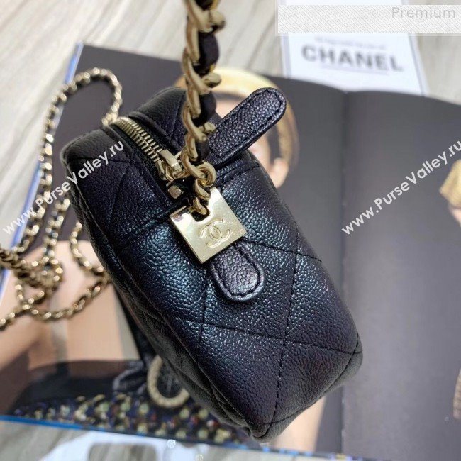 Chanel Iridescent Quilted Grained Calfskin Camera Case Shoulder Bag A91796 Black 2019 (KAIS-9073108)