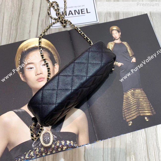 Chanel Iridescent Quilted Grained Calfskin Camera Case Shoulder Bag A91796 Black 2019 (KAIS-9073108)