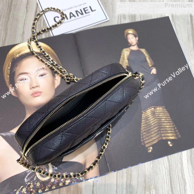 Chanel Iridescent Quilted Grained Calfskin Camera Case Shoulder Bag A91796 Black 2019 (KAIS-9073108)