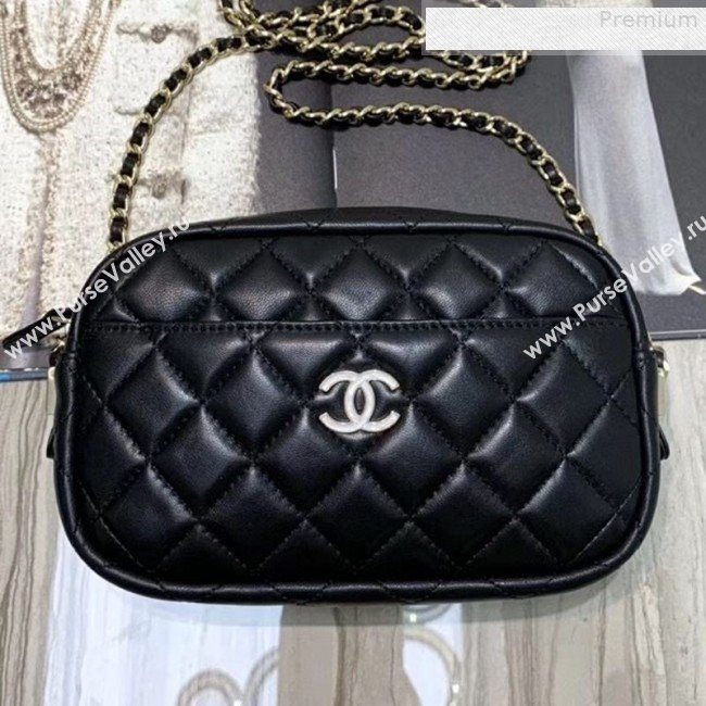 Chanel Iridescent Quilted Smooth Leather Camera Case Shoulder Bag A91796 Black 2019 (KAIS-9073109)