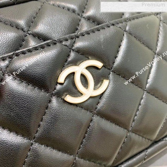 Chanel Iridescent Quilted Smooth Leather Camera Case Shoulder Bag A91796 Black 2019 (KAIS-9073109)