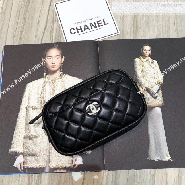 Chanel Iridescent Quilted Smooth Leather Camera Case Shoulder Bag A91796 Black 2019 (KAIS-9073109)