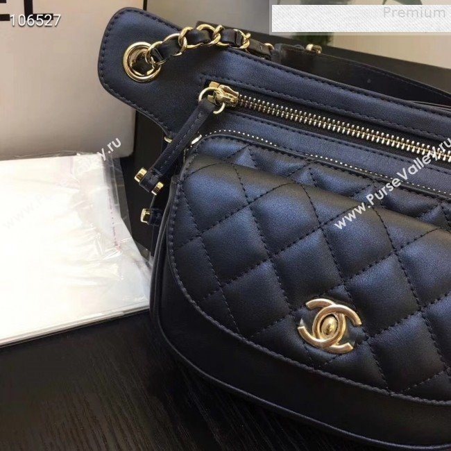 Chanel Metallic Aged Calfskin Waist Bag/Belt Bag AS0814 Black 2019 (FENGH-9073110)