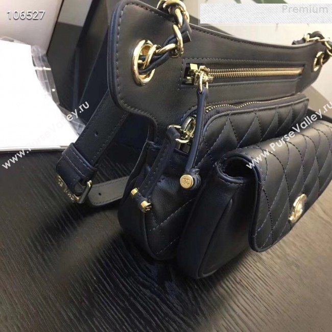 Chanel Metallic Aged Calfskin Waist Bag/Belt Bag AS0814 Black 2019 (FENGH-9073110)