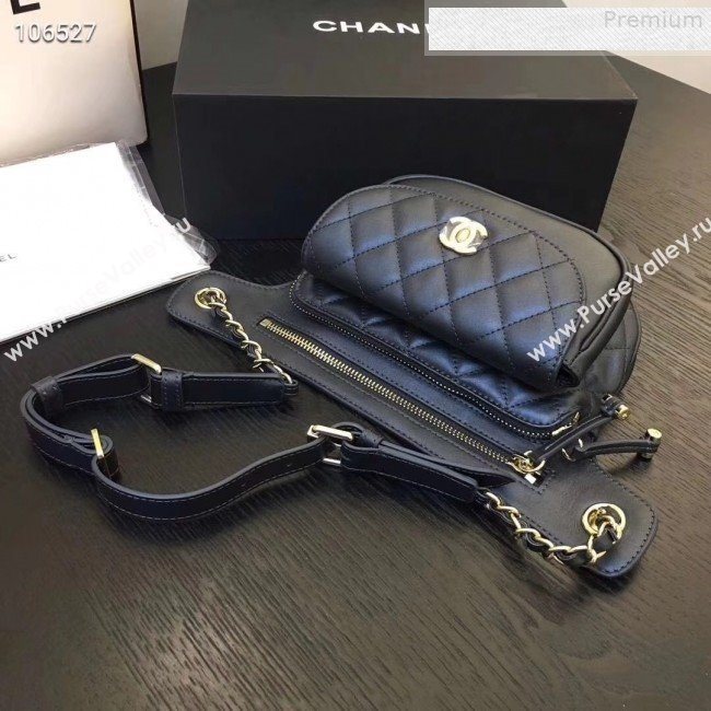 Chanel Metallic Aged Calfskin Waist Bag/Belt Bag AS0814 Black 2019 (FENGH-9073110)