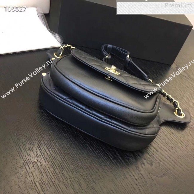 Chanel Metallic Aged Calfskin Waist Bag/Belt Bag AS0814 Black 2019 (FENGH-9073110)