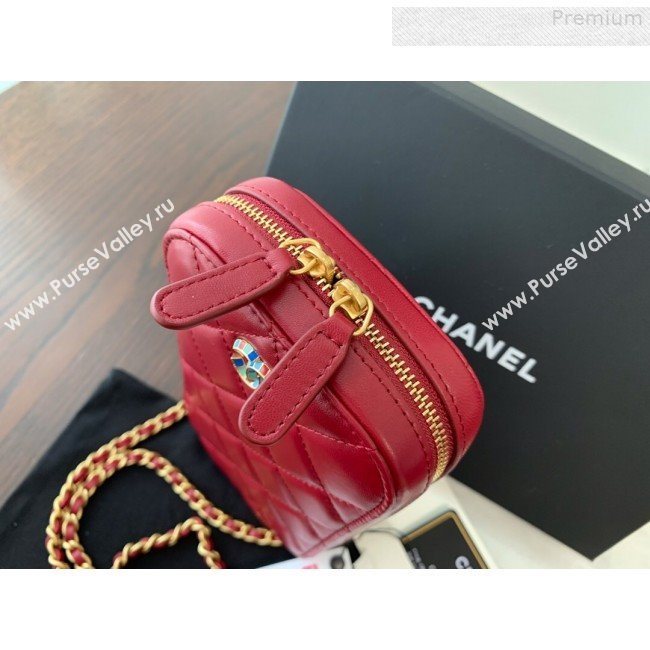 Chanel Quilted Lambskin iPhone Holder Clutch with Chain AP0530 Red 2019 (BLWX-9073120)