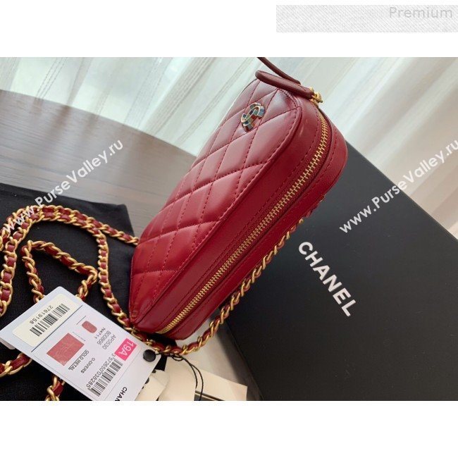 Chanel Quilted Lambskin iPhone Holder Clutch with Chain AP0530 Red 2019 (BLWX-9073120)