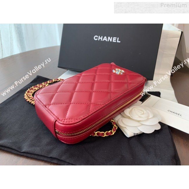 Chanel Quilted Lambskin iPhone Holder Clutch with Chain AP0530 Red 2019 (BLWX-9073120)