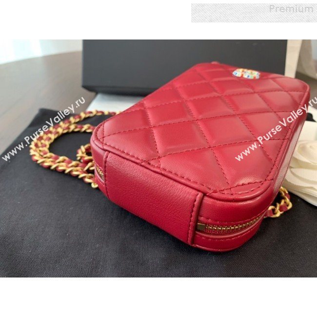 Chanel Quilted Lambskin iPhone Holder Clutch with Chain AP0530 Red 2019 (BLWX-9073120)