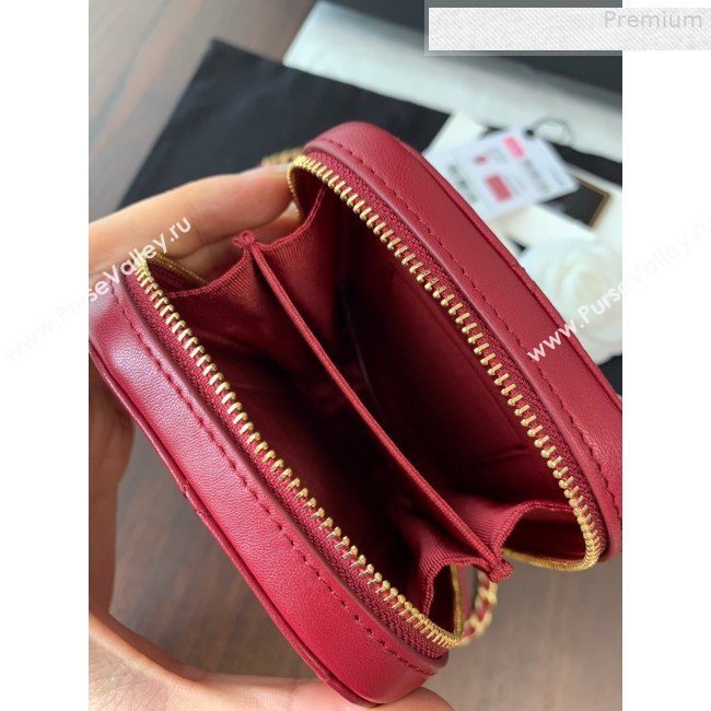 Chanel Quilted Lambskin iPhone Holder Clutch with Chain AP0530 Red 2019 (BLWX-9073120)