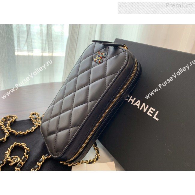 Chanel Quilted Lambskin iPhone Holder Clutch with Chain AP0530 Black 2019 (BLWX-9073121)