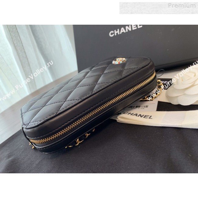 Chanel Quilted Lambskin iPhone Holder Clutch with Chain AP0530 Black 2019 (BLWX-9073121)
