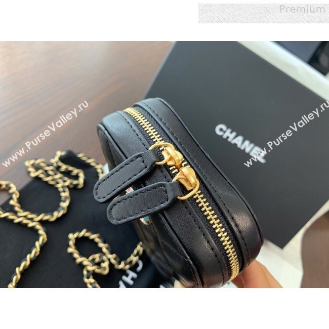 Chanel Quilted Lambskin iPhone Holder Clutch with Chain AP0530 Black 2019 (BLWX-9073121)