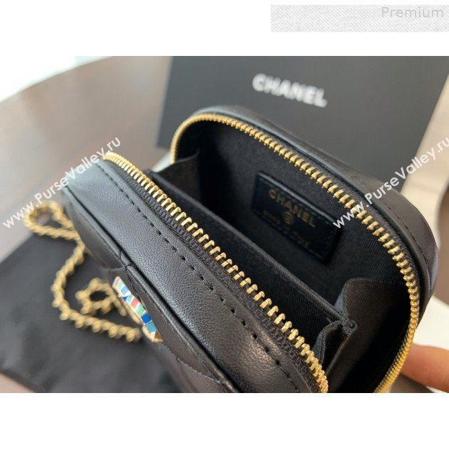 Chanel Quilted Lambskin iPhone Holder Clutch with Chain AP0530 Black 2019 (BLWX-9073121)
